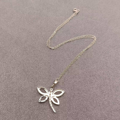 Natural Abalone Shell Dragonfly Charm Pendant Necklace