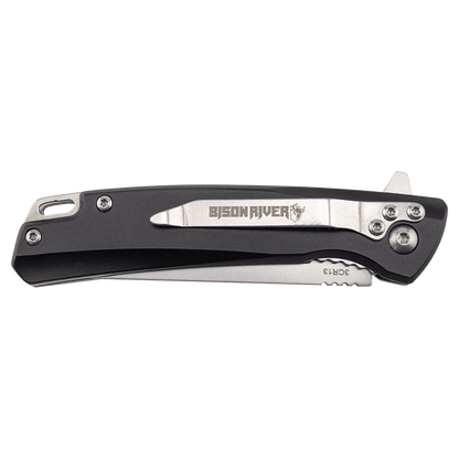 Bison River 4" Black Everyday Carry Knife with Ball Bearing Open Mechanism