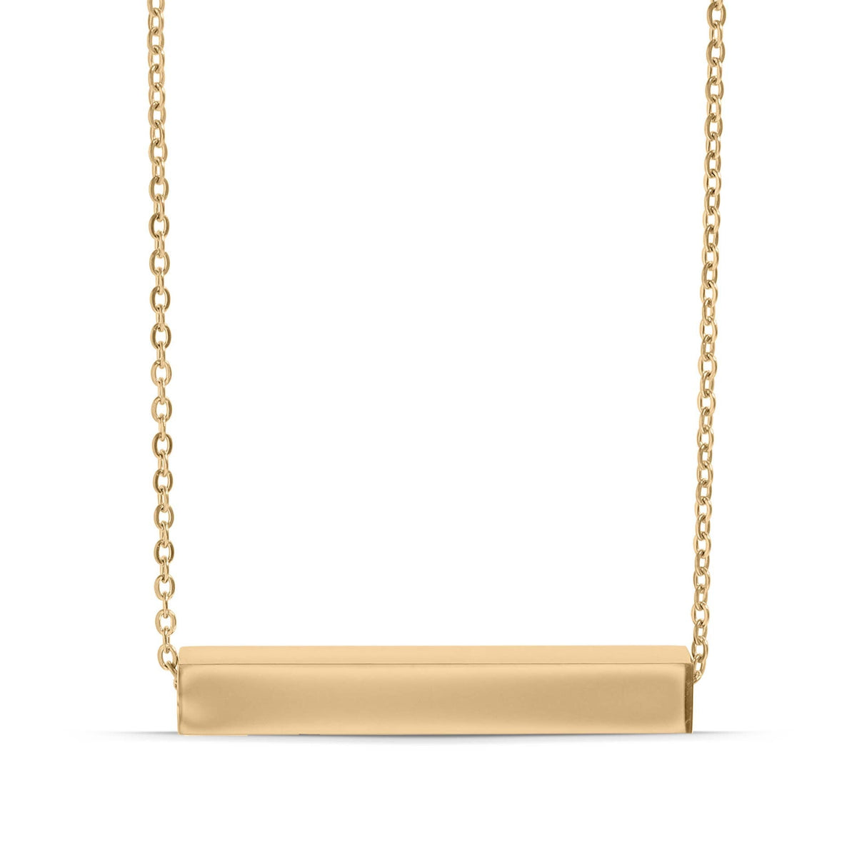 Square 4 Sided Horizontal Bar Polished Stainless Steel Necklace