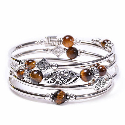 Natural Stone Wrap Beaded Bracelet Bangle