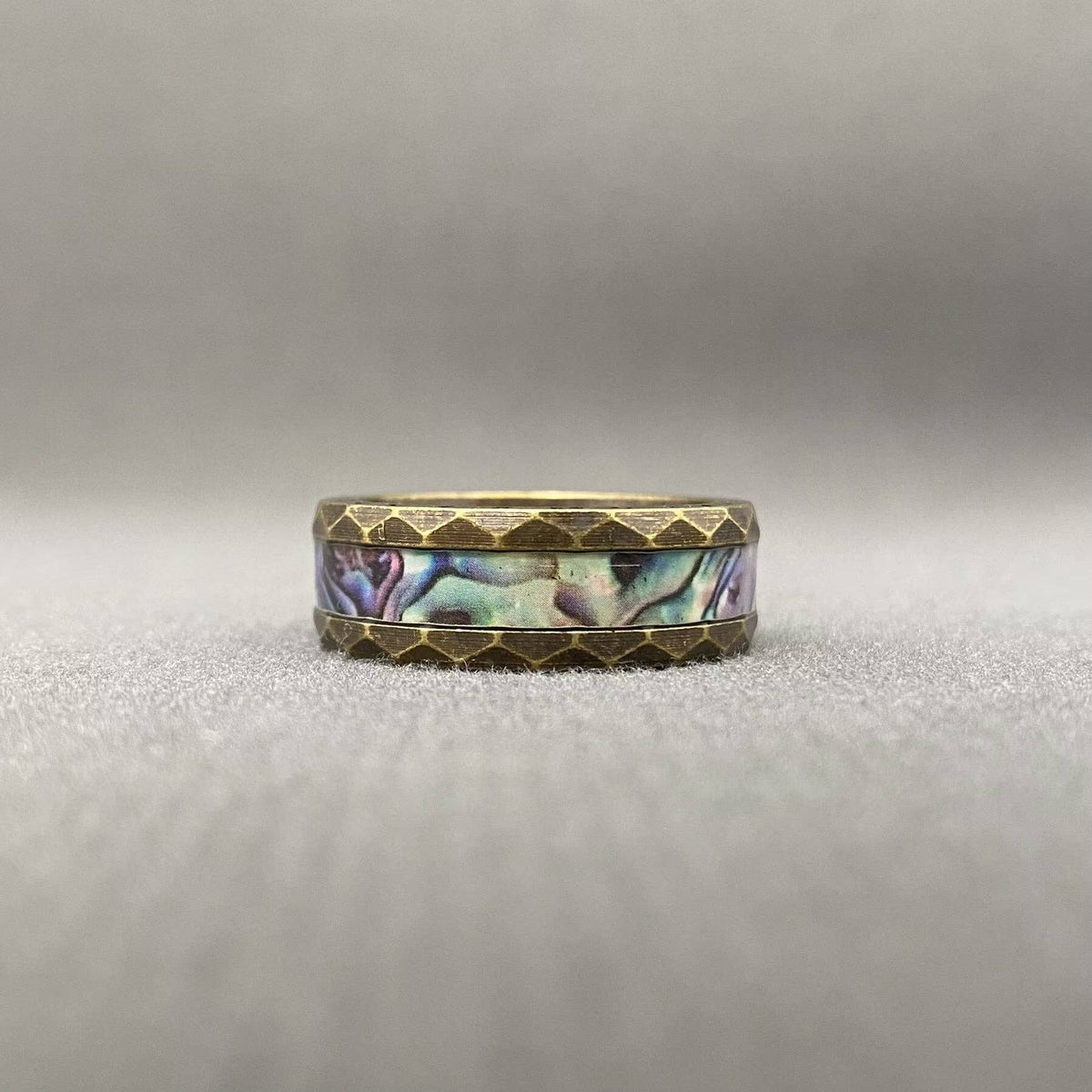 Abalone Shell Viking Rune Stainless Steel Ring