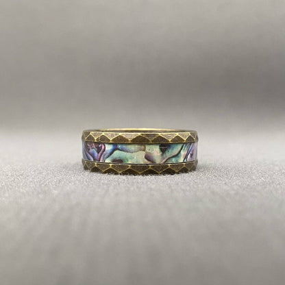 Abalone Shell Viking Rune Stainless Steel Ring