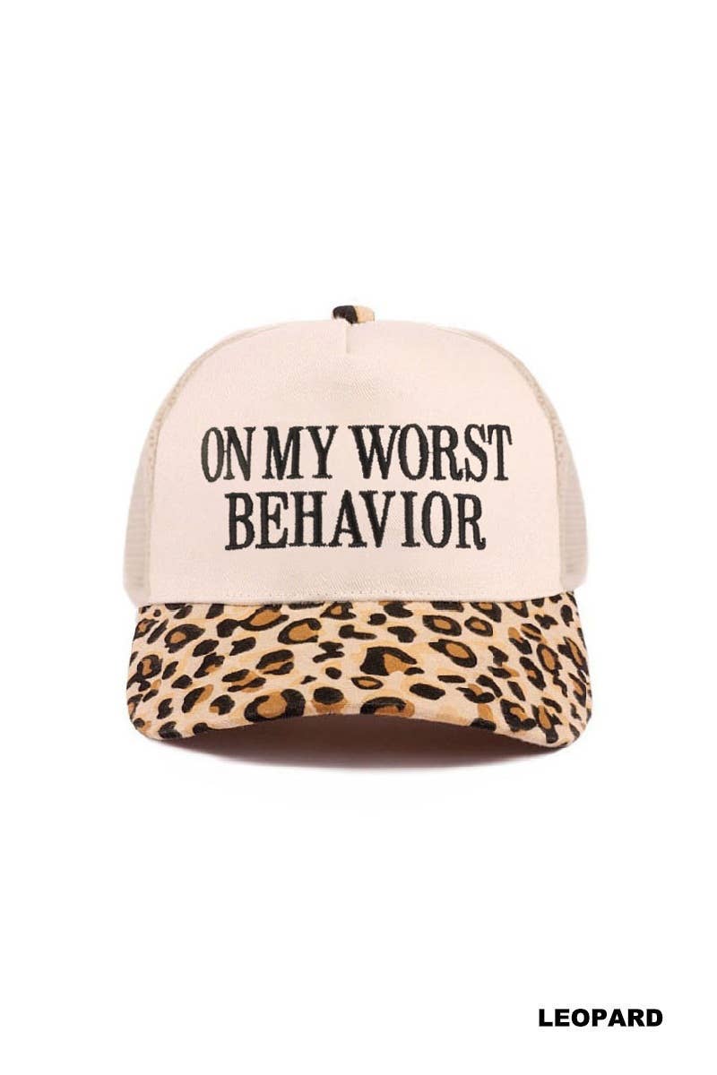 On My Worst Behavior Two Tone Mesh Snapback Hat