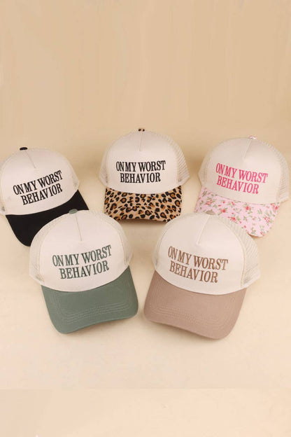 On My Worst Behavior Two Tone Mesh Snapback Hat