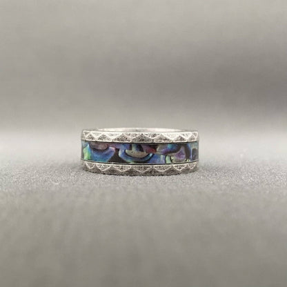 Abalone Shell Viking Rune Stainless Steel Ring