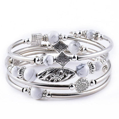 Natural Stone Wrap Beaded Bracelet Bangle
