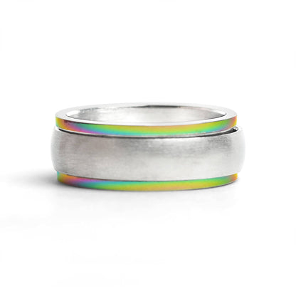 Rainbow Edge Stainless Steel Polished Spinner Center Ring