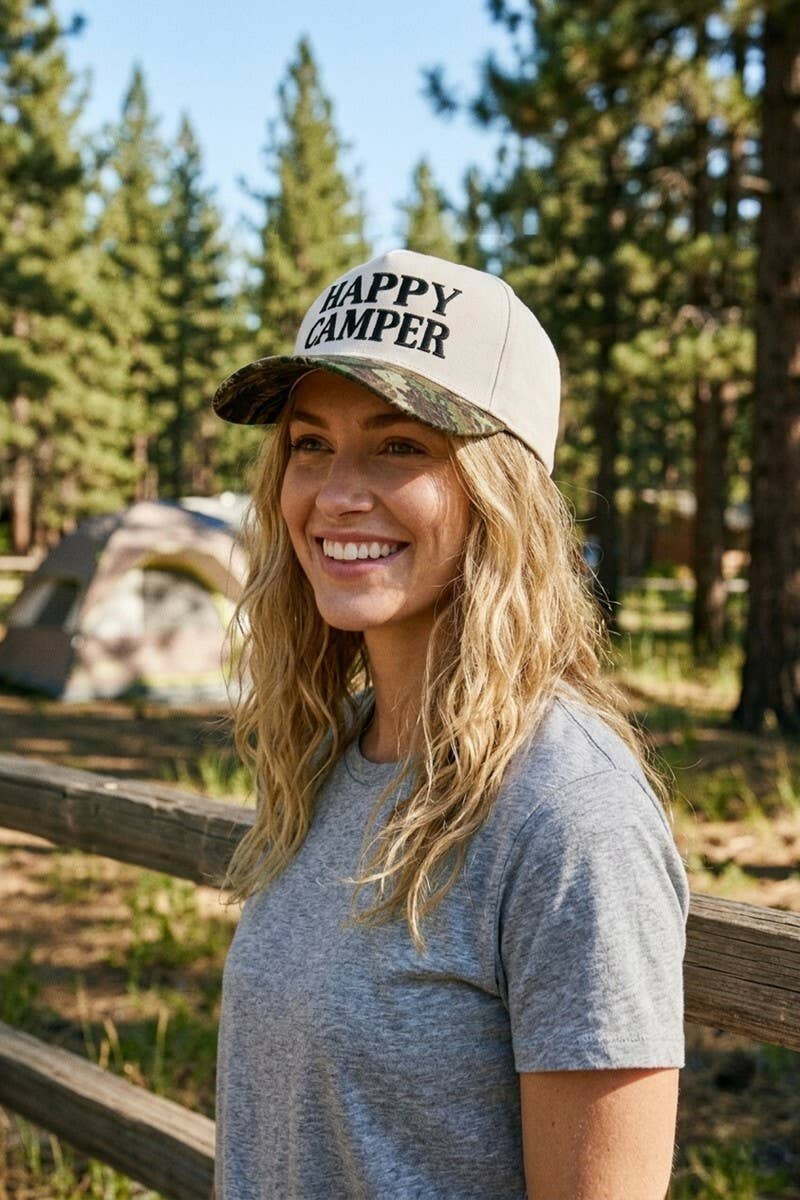 Happy Camper Two Tone Cotton Hat