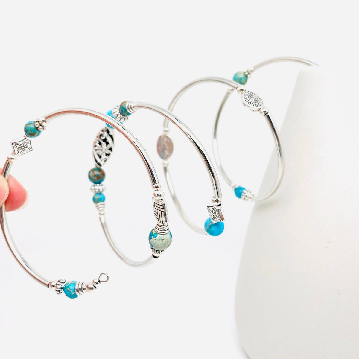 Natural Stone Wrap Beaded Bracelet Bangle