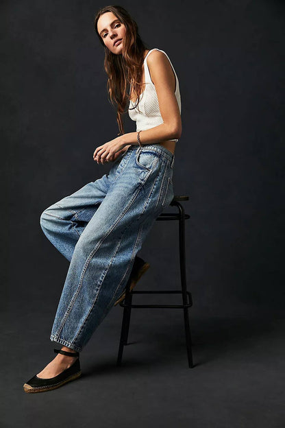Wide Leg Jeans High Waist Loose Fit