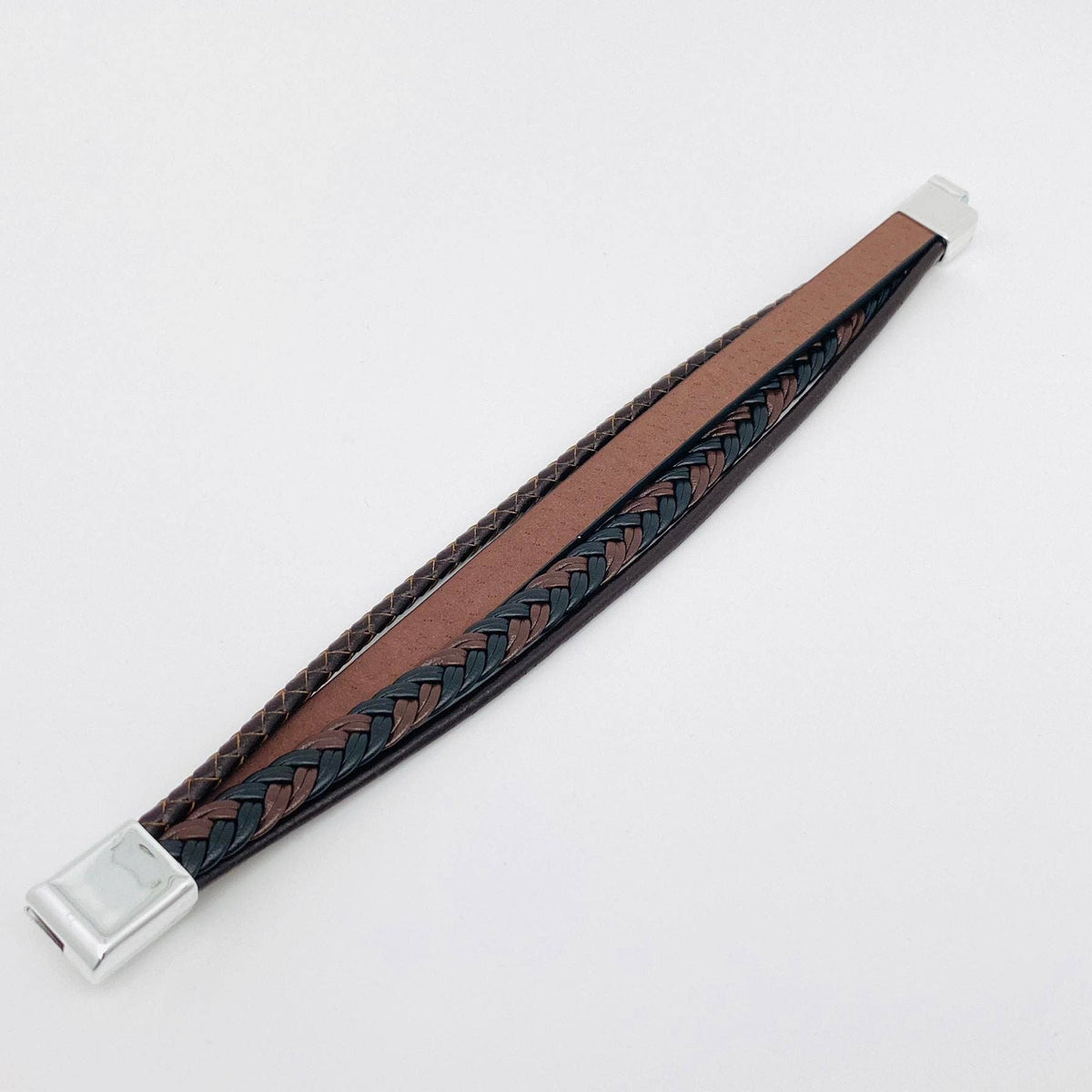 Handmade Leather Cross Magnetic Buckle Bracelet
