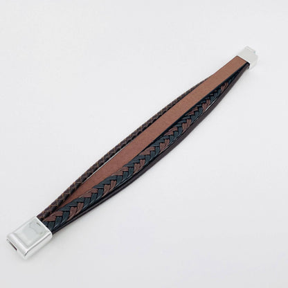 Handmade Leather Cross Magnetic Buckle Bracelet