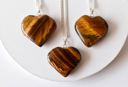Crystal Heart Pendants | Tiger Eye | Healing Stones Jewelry