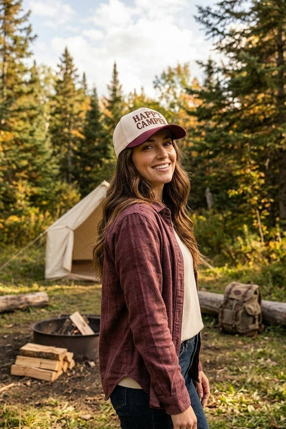 Happy Camper Two Tone Cotton Hat
