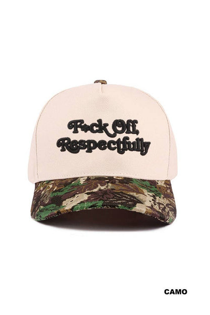 "F*ck Off Respectfully" Two Tone Canvas Cotton Cap