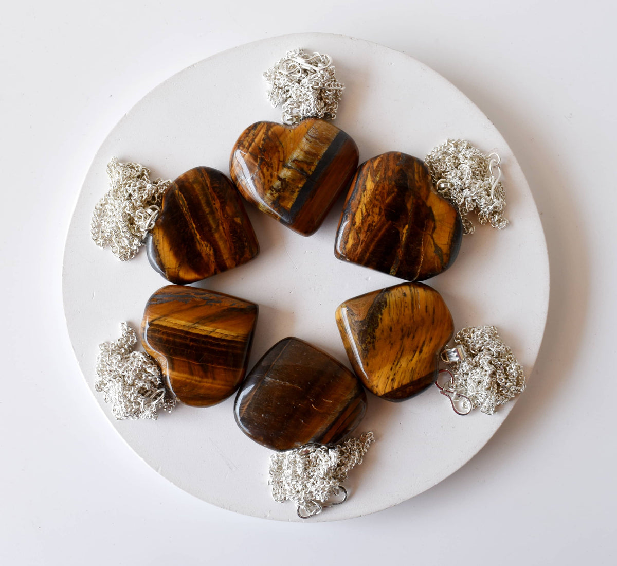 Crystal Heart Pendants | Tiger Eye | Healing Stones Jewelry