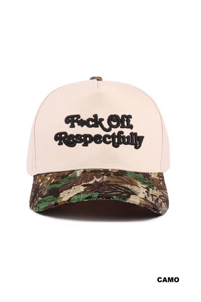 "F*ck Off Respectfully" Two Tone Canvas Cotton Cap