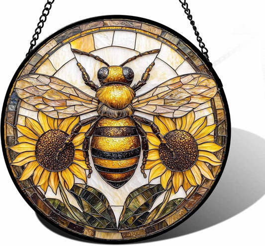 Glass Suncatcher - Sunflower Bee