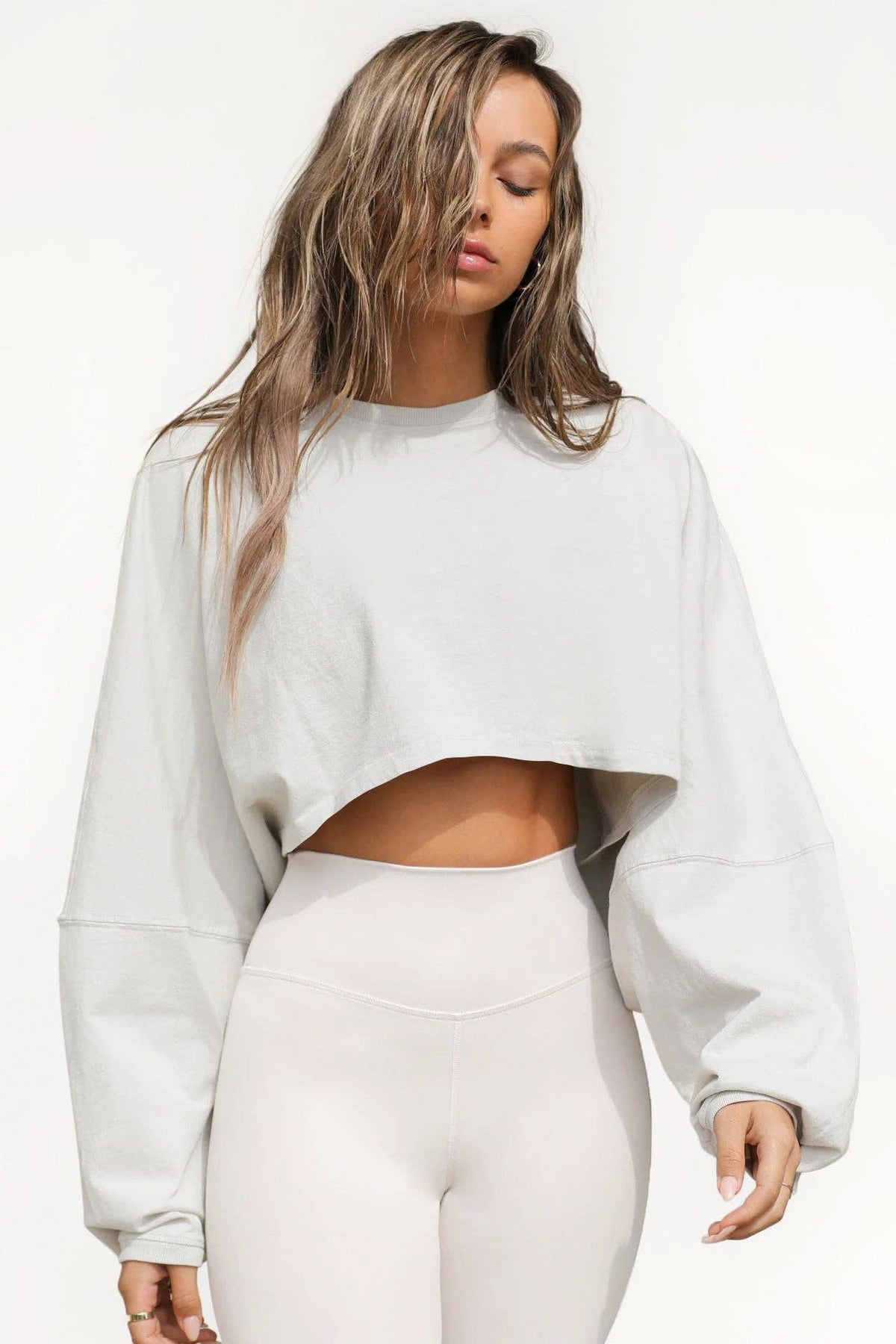 Cross-Border Exposed Button Crew Neck