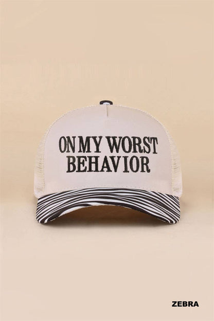 On My Worst Behavior Two Tone Mesh Snapback Hat