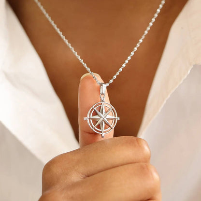 Stainless Steel Compass Rose Pendant for Men & Women