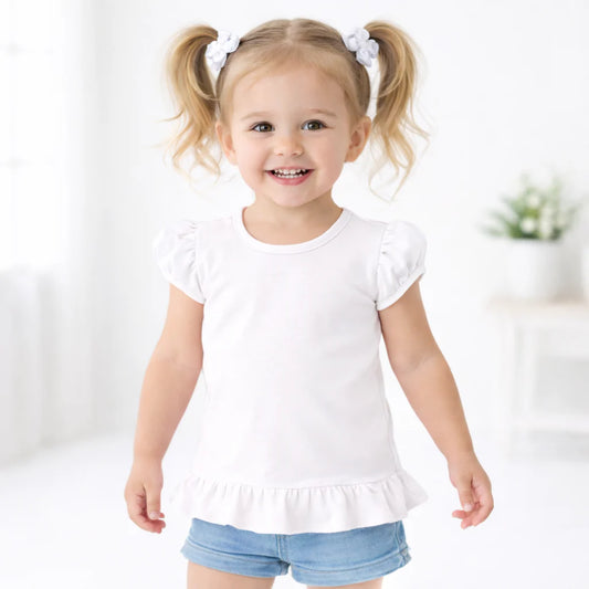 Girl's Short Sleeve RUFFLE BOTTOM Shirts